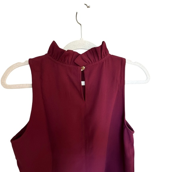 J. Crew Dark Wine Red Ruffled Tank Top - Picture 7 of 8